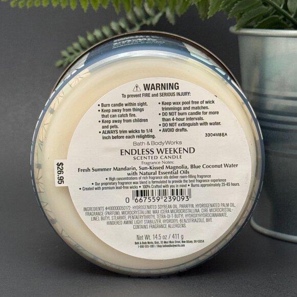 BBW Endless Weekend Bath & Body Works 3 Wick Candle - Picture 9 of 10